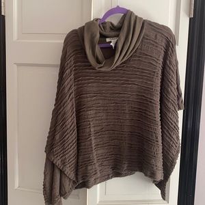 testament olive/brown unfitted cowlneck poncho top